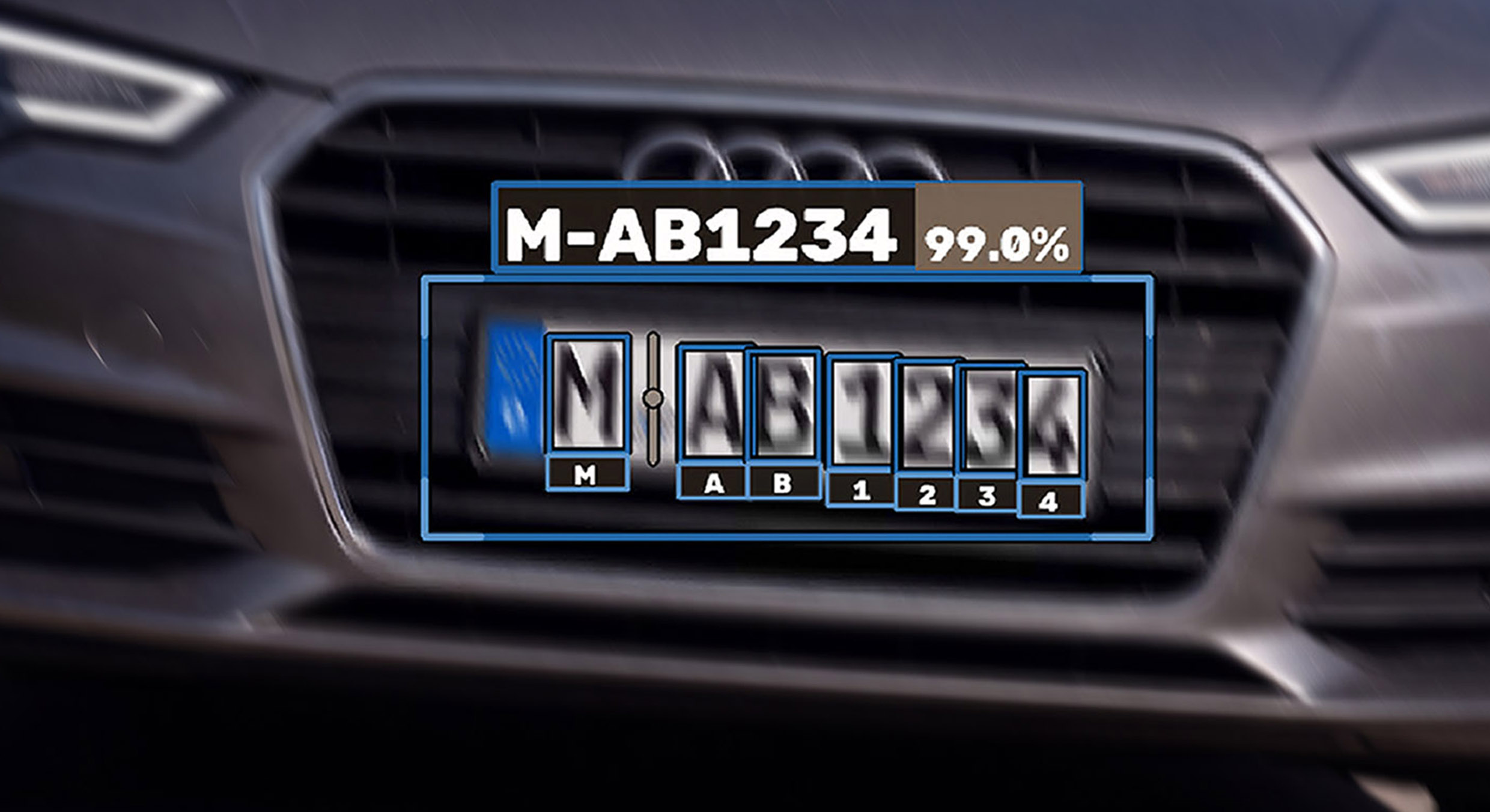 Beispielbild für die CAR-READER-DLE Kennzeichenerkennung